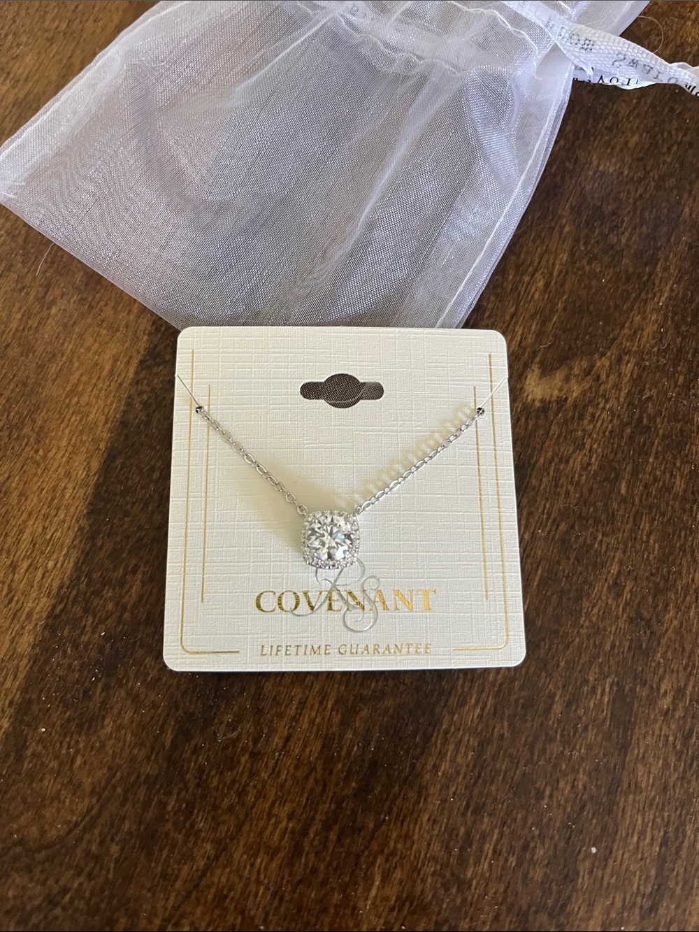 NWT Silver Halo Cubic Zirconia Pendant Necklace
